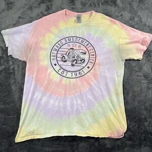 Vintage 90s Hayward Amusement Center Tie Dye Retro Stoner Fish Shirt Size Large